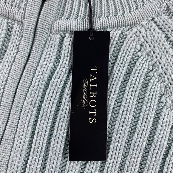 NWT Talbots Sweater Women's 1XP Full Zip Ribbed Stretch Mint Green Cotton Blend - Picture 4 of 10